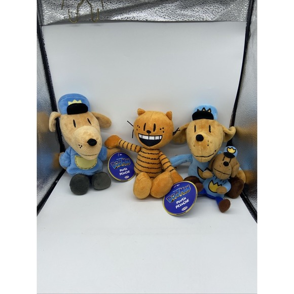 Jakks Pacific Other - Jakks Pacific Dog Man Plush Set Petey the Cat DreamWorks 4 Piece Lot NWT
